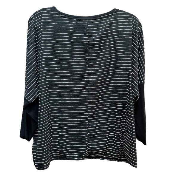 Chico's Women's Top Black & White Striped Dolman Sleeve Lined Size 2 or M - Picture 2 of 7